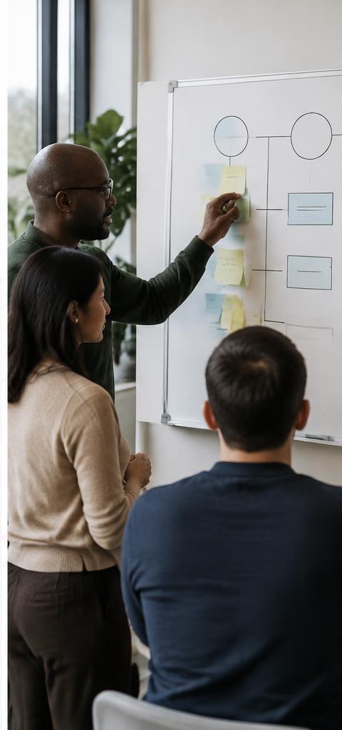 Imagen: sesión de trabajo o pizarra con framework, distinta de bloque 02.