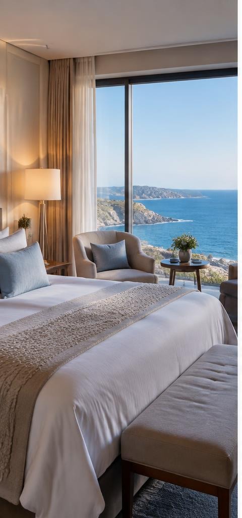 Habitación premium con gran ventanal o suite; no usar la misma foto del hero.