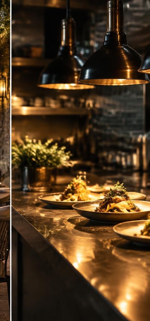 Imagen: mesa servida al anochecer o pase de cocina, distinta de carta/reserva/eventos.